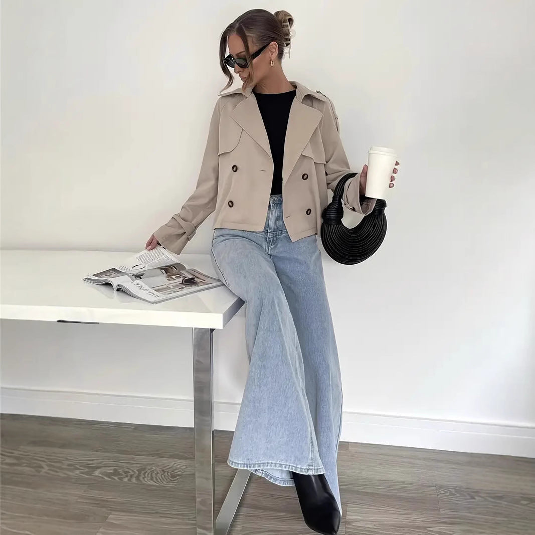Designer Lapel Fashionable Versatile Outerwear