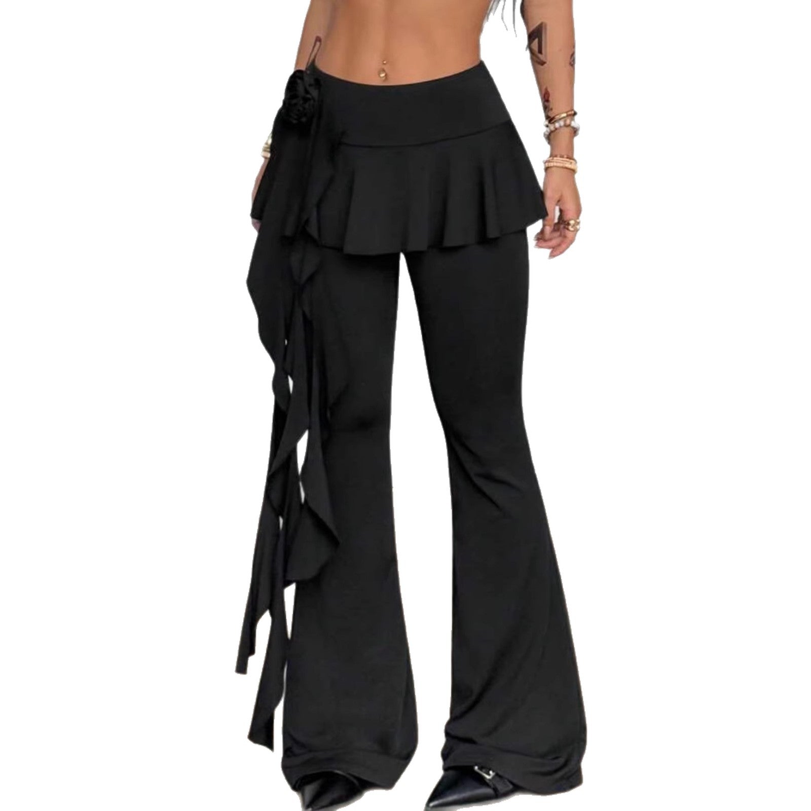 Black Casual Slimming Bootcut Pants
