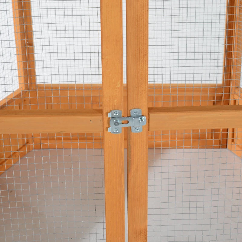 PawHut 69 Wooden Hexagonal Outdoor Aviary Flight Bird Cage With Covered Roof, BrownFor Multiple Packages, Please Pay Attention To The Detailed Dimensions And Weight Of Each Package.