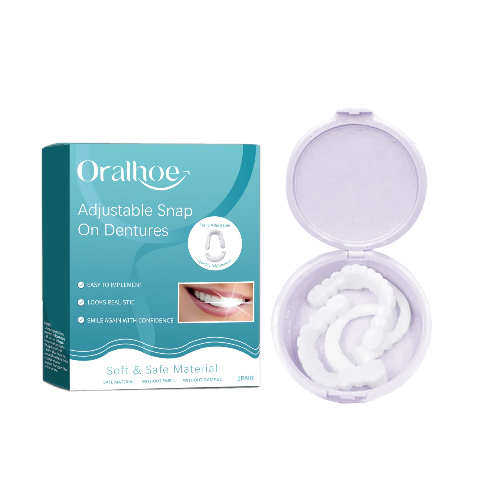 Oralhoe Adjustable Snap Dentures Comfortable Natural Temporary Fillings Braces Orthodontic Gap Kit