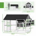 Wooden Chicken Coop With Run, 2 Nesting Boxes, 2 Roosting Bars, Ramp & Tray, Poultry Cage For 6-8 Chickens, Gray