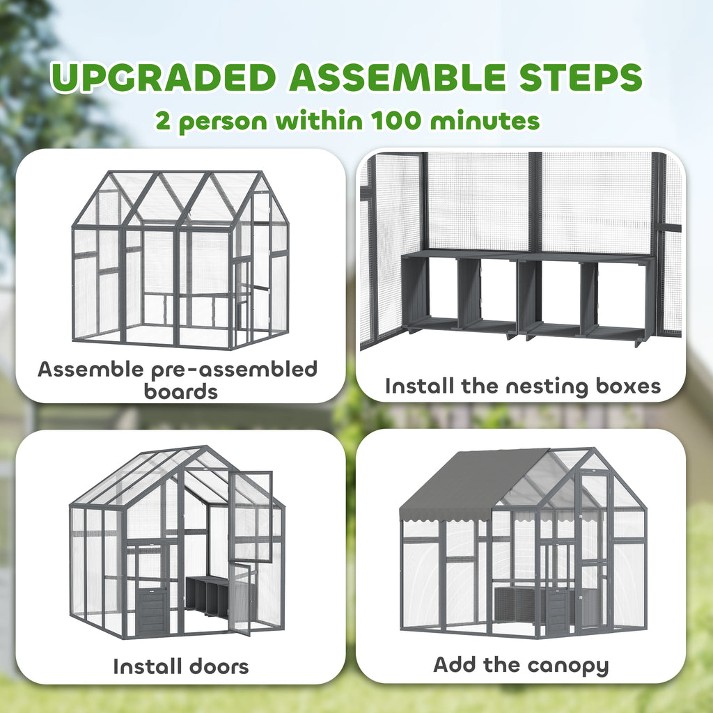 Large Wooden Chicken Run with Waterproof & Anti-UV Cover, for 6-8 Chickens, for Backyard, Farm, 5.5' x 6' x 6'