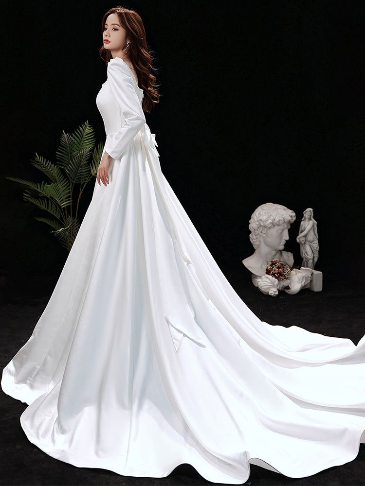 Korean Minimalist Hepburn Style Trailing Dress