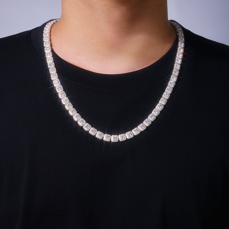Square Rock Candy Chain Personalized Design Moissanite Cuban Chain Necklace