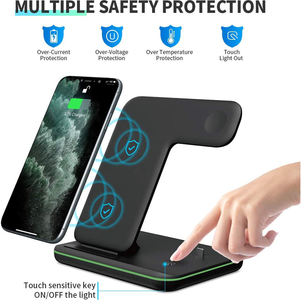 3-in-1 Wireless Charging Stand for Phone, Watch & Earbuds