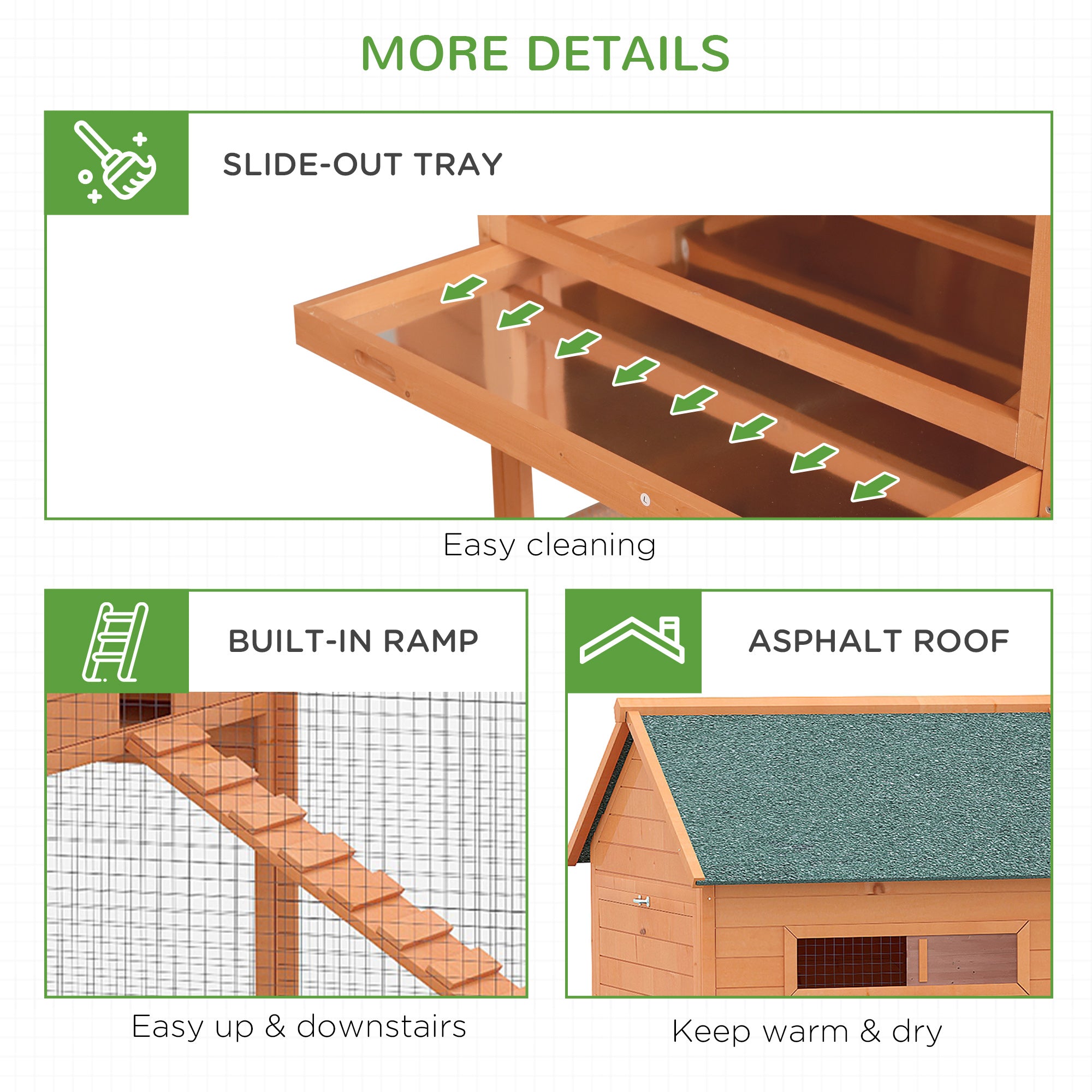 137" Chicken Coop for 8-10 Chickens, Large Chicken House, Wooden Poultry Hen Cage with Nesting Box and Run for Backyard, Orange
