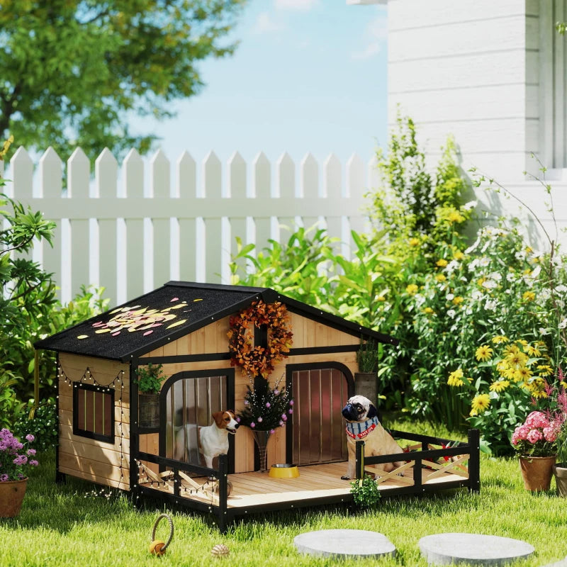 Dog House Outdoor, Wooden Dog Kennel Weatherproof With Porch, Openable Roof, Multiple Packages Shipped. Please Pay Attention To The Dimensions And Weight In The Details.