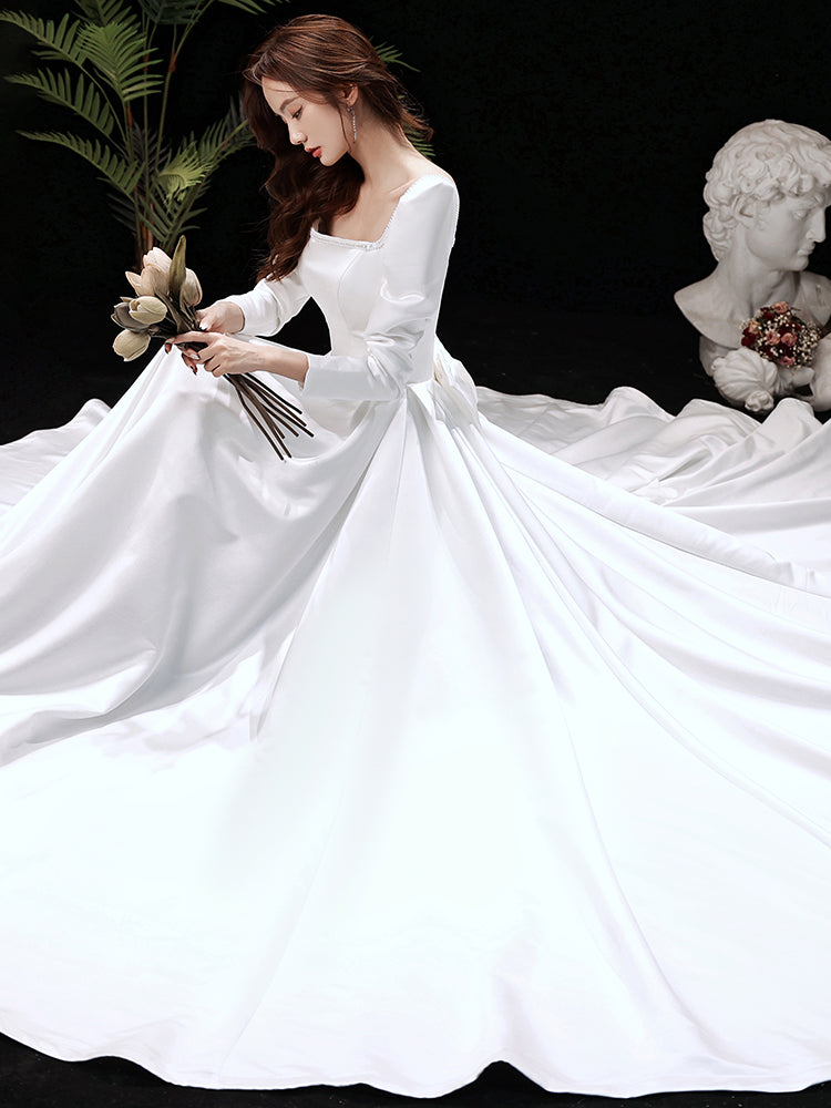 Korean Minimalist Hepburn Style Trailing Dress