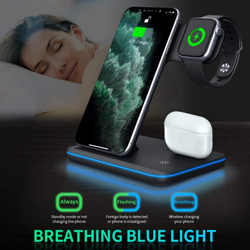 3-in-1 Wireless Charging Stand for Phone, Watch & Earbuds