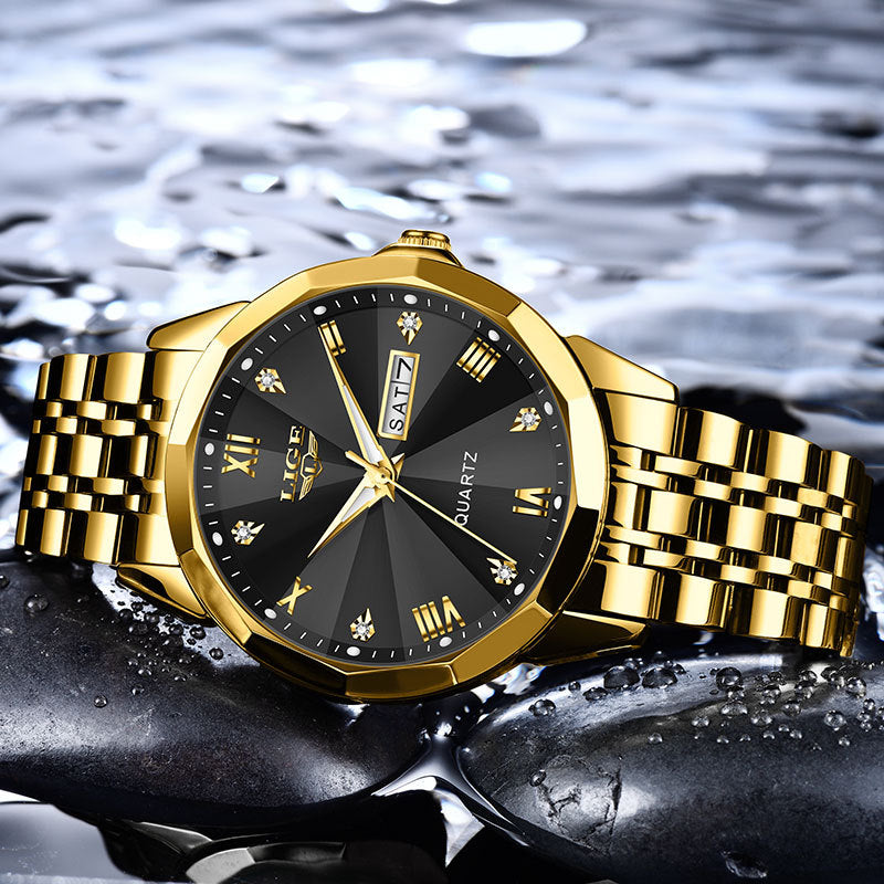 Men's Dual-Calendar Waterproof Quartz Watch