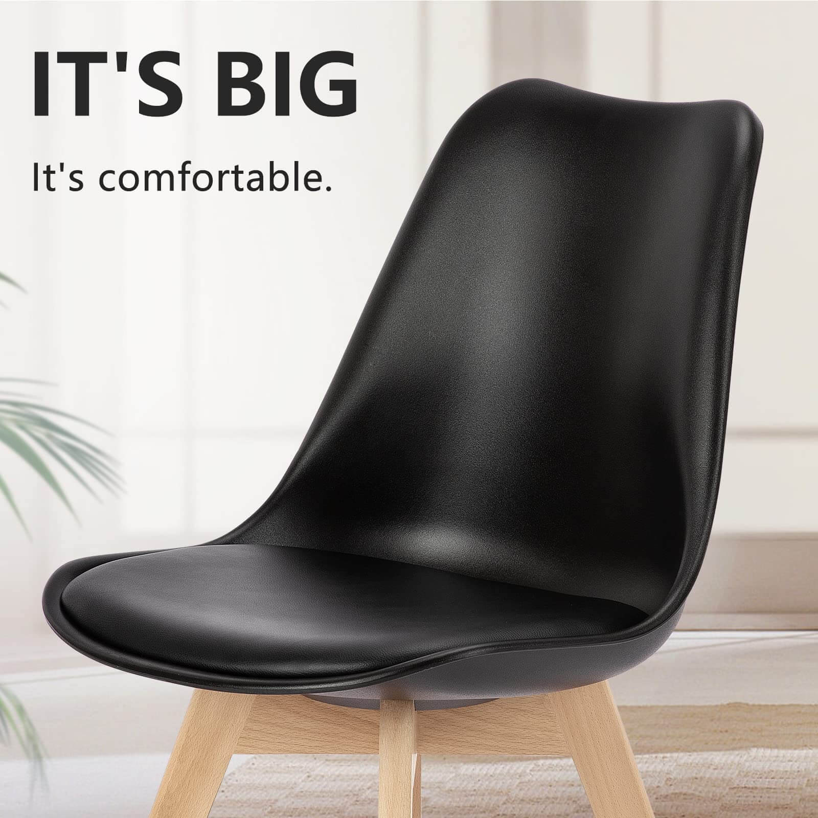 PU Leather Upholstered Dining Chairs With Wood Legs, Set Of 4 For Kitchen, Dining, Living Room