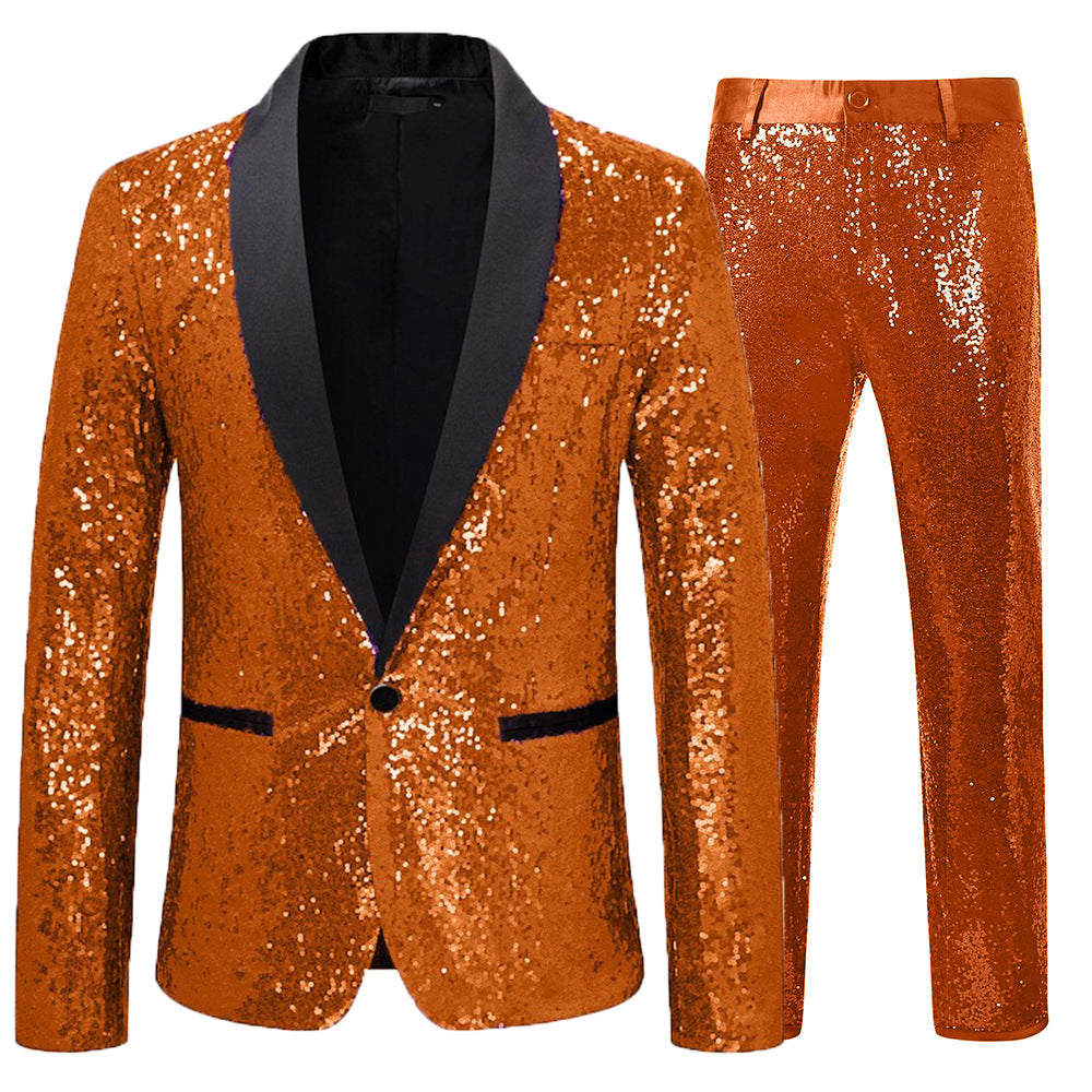 Men's Versatile Creative Sequin Suit Pants Set