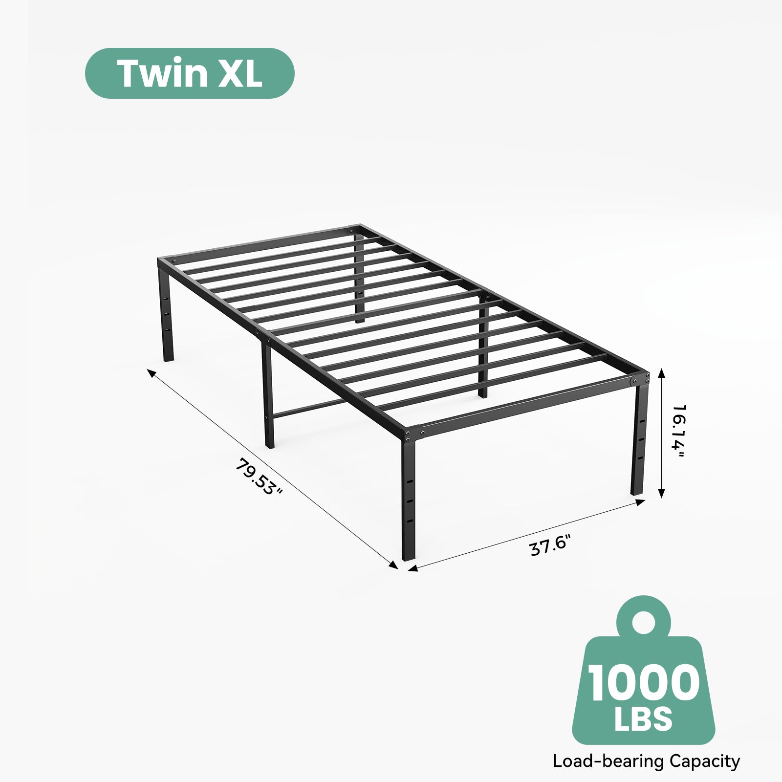 Sturdy And Durable Metal Base Frame, Noiseless Sturdy Steel Crossbars, Under-bed Storage Space, No Need For Box Springs