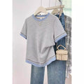 Womens Striped Loose-fitting Slimming Casual Top