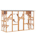 Large Catio with Multiple Shelves & Bridges, Catio with Ramps, Cat Window Box Enclosure for Outdoor Use, Orange