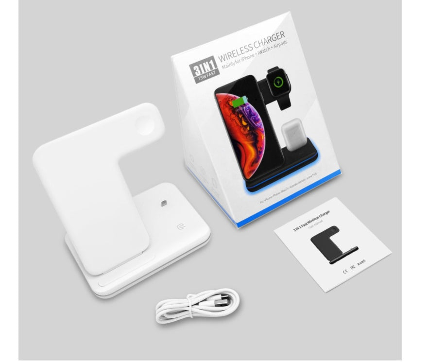 3-in-1 Wireless Charging Stand for Phone, Watch & Earbuds