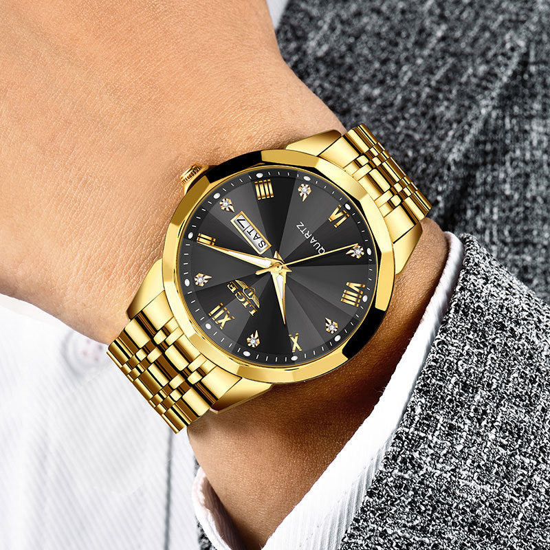 Men's Dual-Calendar Waterproof Quartz Watch