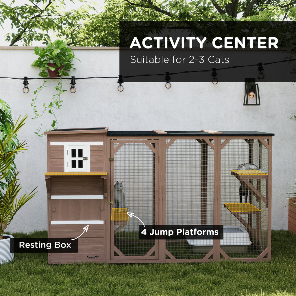 Large Outdoor Cat House for 3 Kitties, Multi-Level Design with Big Hiding Areas 2 Stories & Multiple Platforms Cat Condo