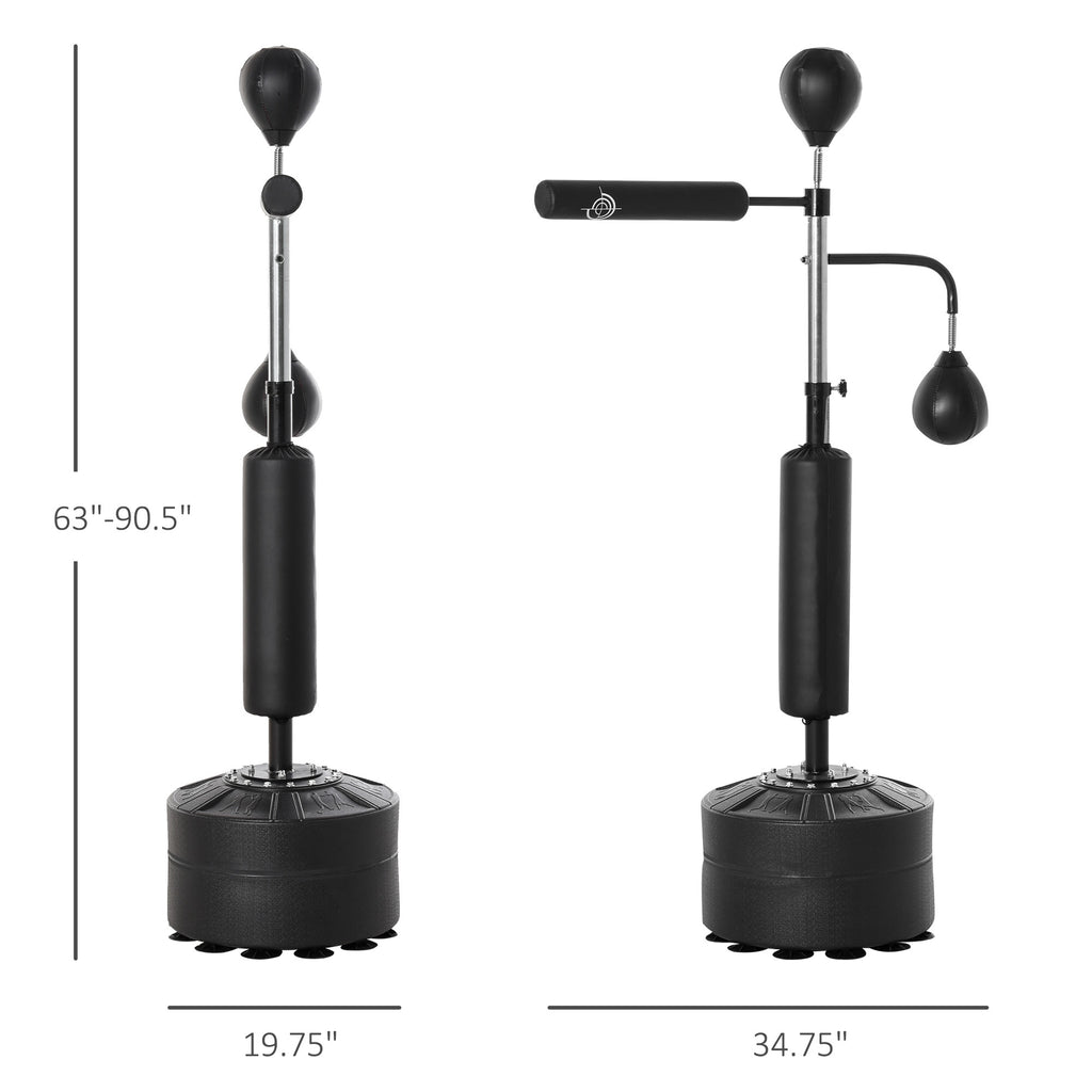 Soozier 4-in-1 Boxing Punching Bag Stand with 2 Speedballs, 360° Relax Bar, & PU-Wrapped Bag & Adjustable Height, Black