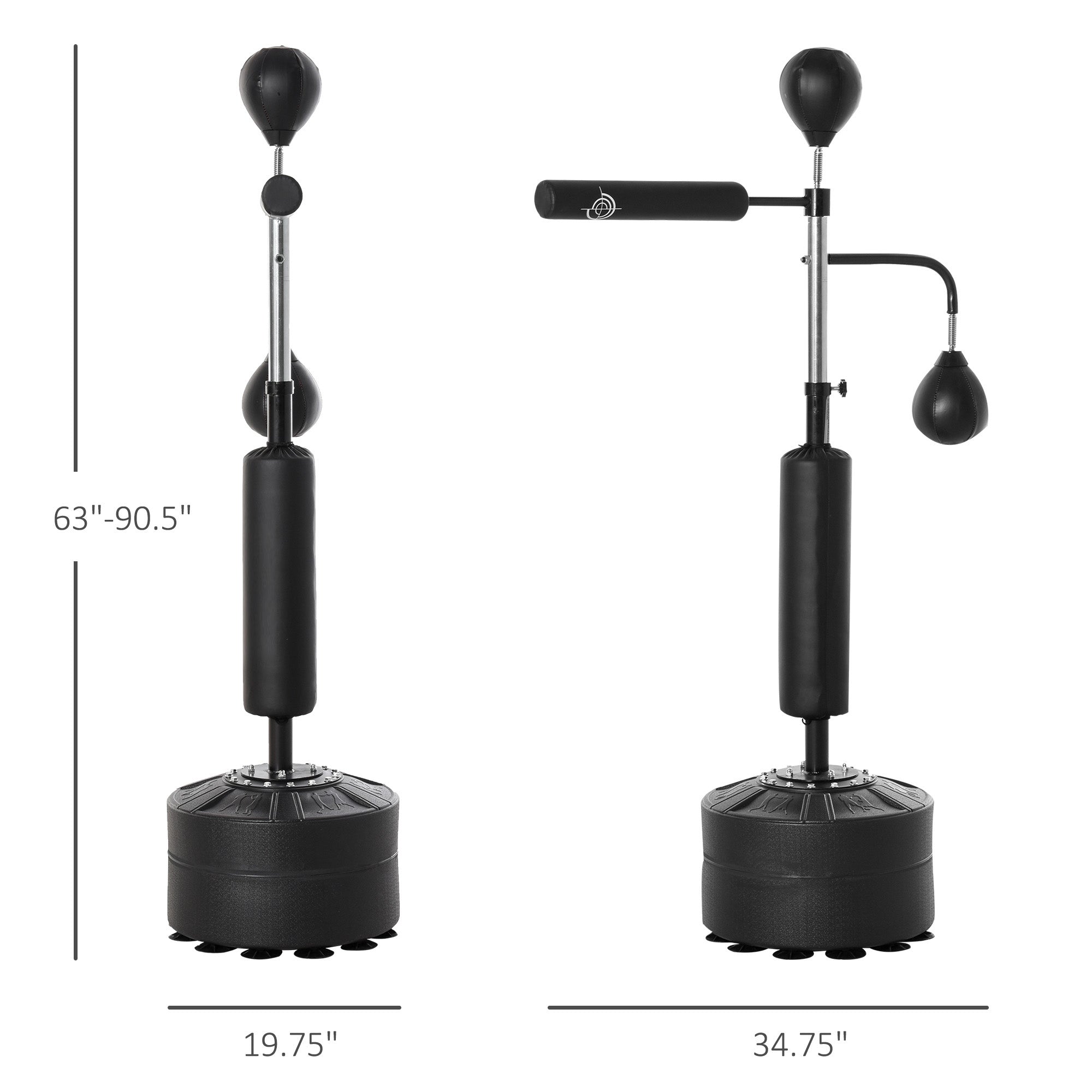 Soozier 4-in-1 Boxing Punching Bag Stand with 2 Speedballs, 360° Relax Bar, & PU-Wrapped Bag & Adjustable Height, Black