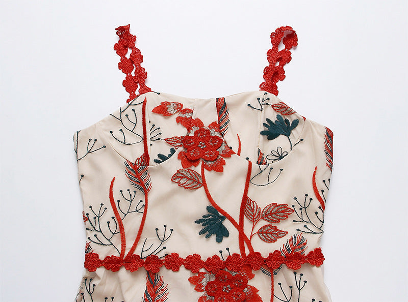Korean Floral Dress Lace Thorn Dress Skirt Long Dress