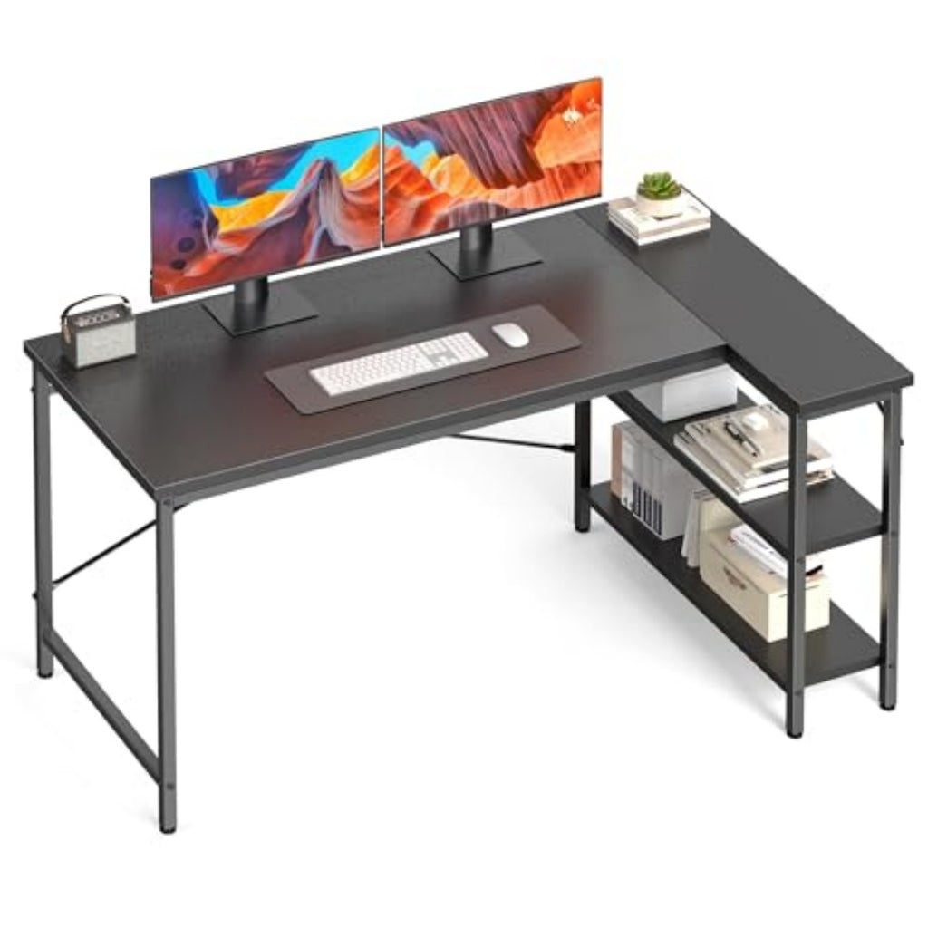 L-shaped Office Desk, 39-inch Computer Desk, Writing Work Desk With Reversible Storage Rack