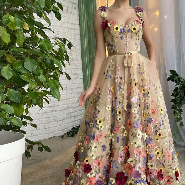 3D Floral Sweetheart Prom Dress