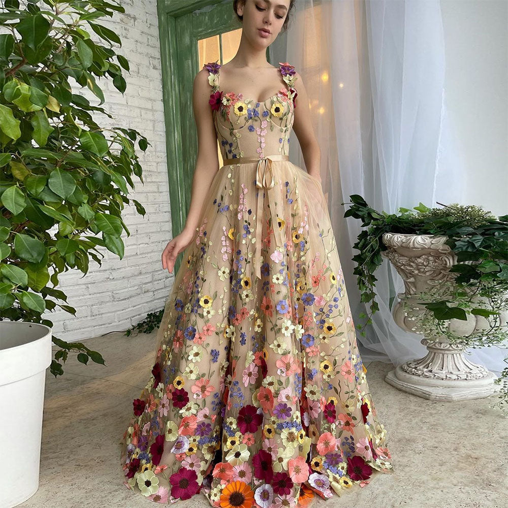 3D Floral Sweetheart Prom Dress