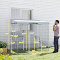 Galvanized Steel Large Catio With Waterproof Canopy, Sleeping Box, Jumping Platforms, For 1-3 Kittens, SilverMultiple Packages Shipped. Please Pay Attention To The Dimensions And Weight In The Details