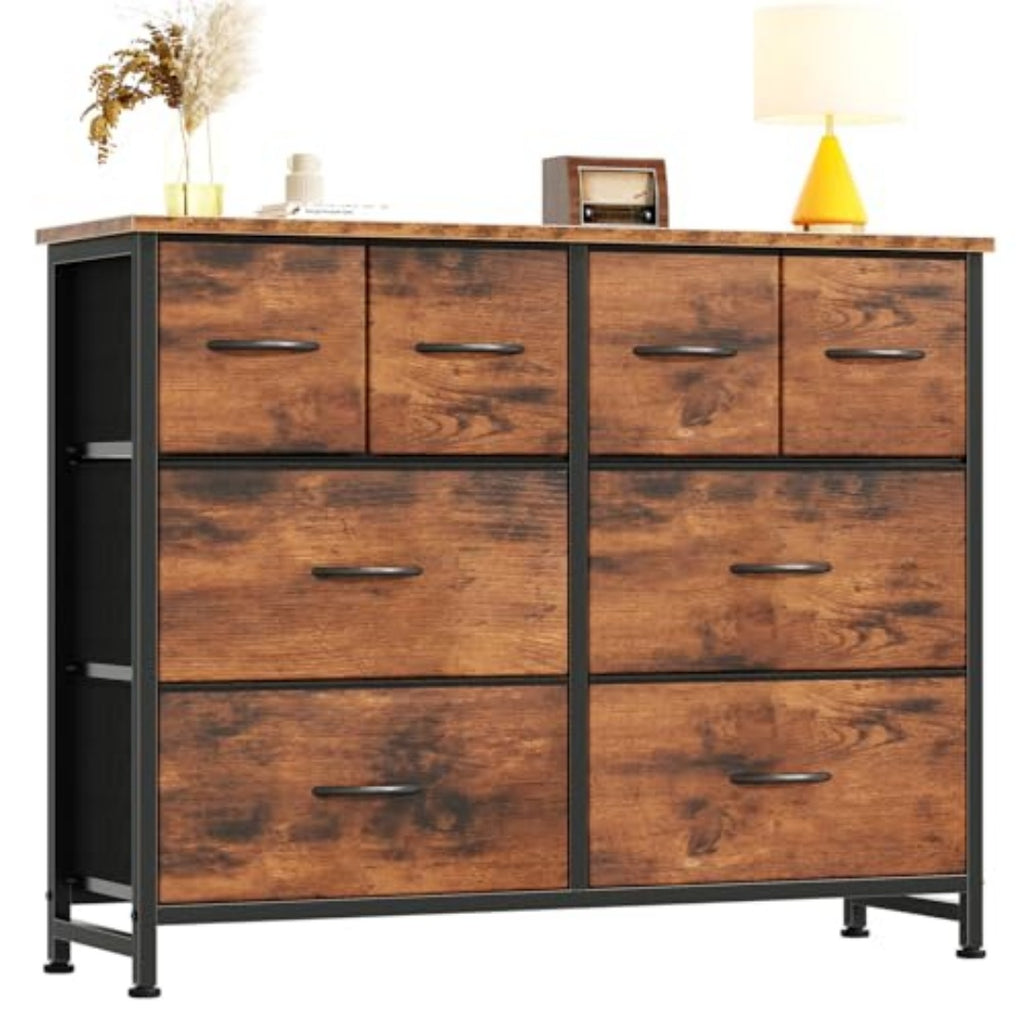 A Spacious Storage Rack With 8 Fabric Drawers Suitable For A Cloakroom, A TV Cabinet With A Wooden Tabletop And Frame