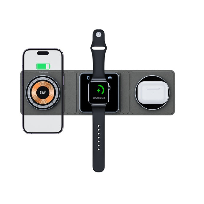 3-in-1 Magnetic Foldable Wireless Charging Station for iPhone, Apple Watch & AirPods
