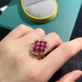 Floral Ruby Ring S925 Silver Electroplated