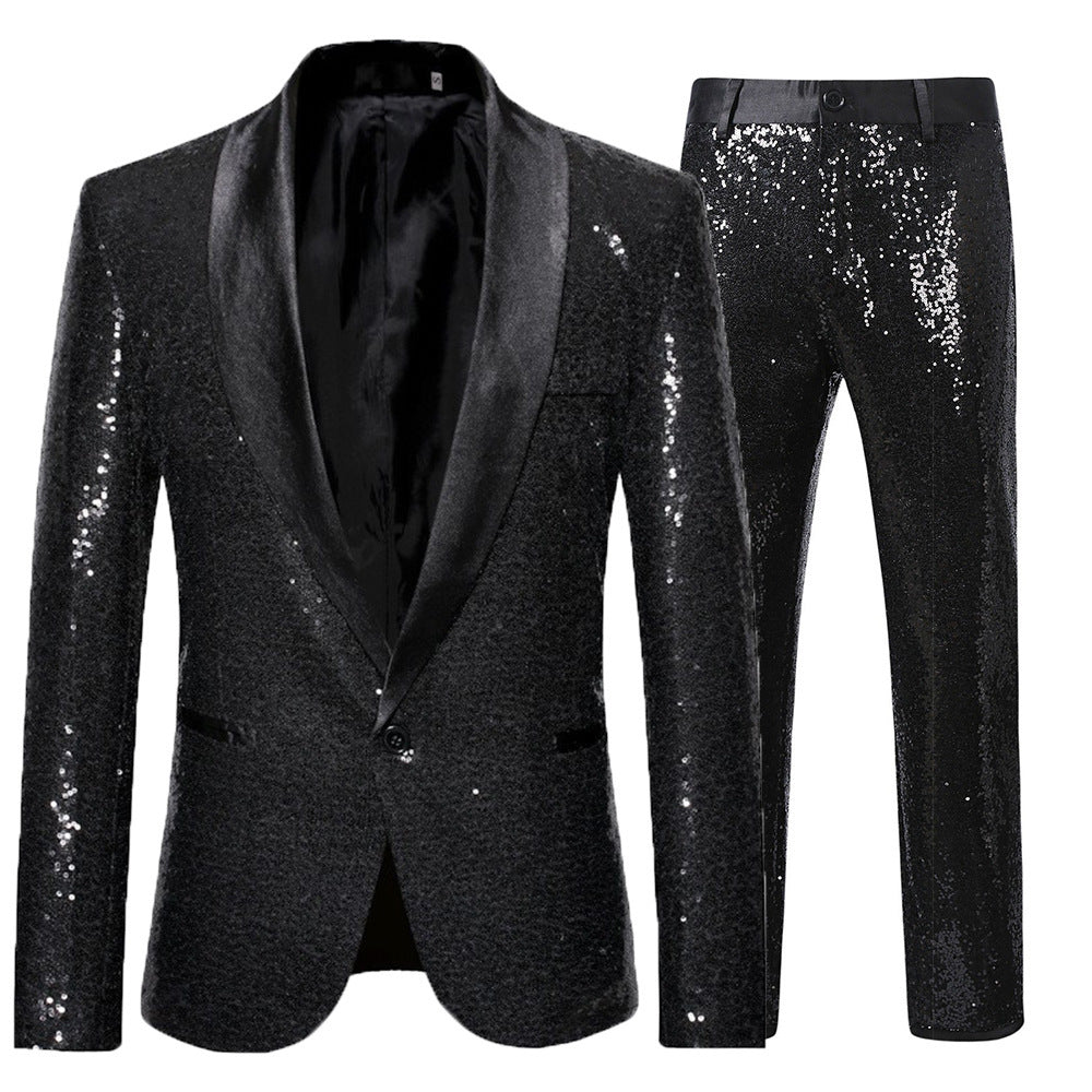 Men's Versatile Creative Sequin Suit Pants Set