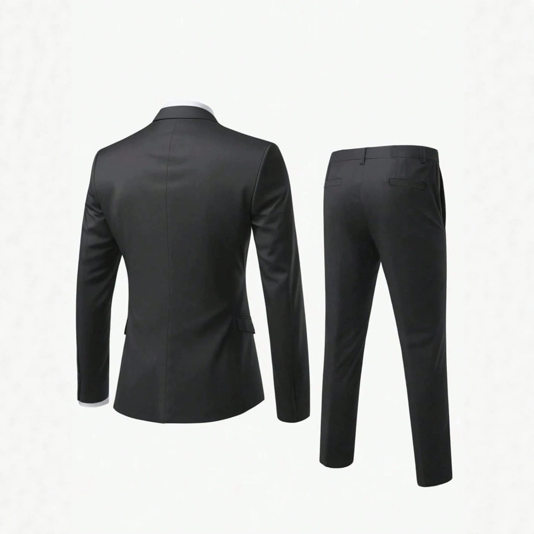 Mens Solid-Colored Suit Formal Gentlemans Suit Set