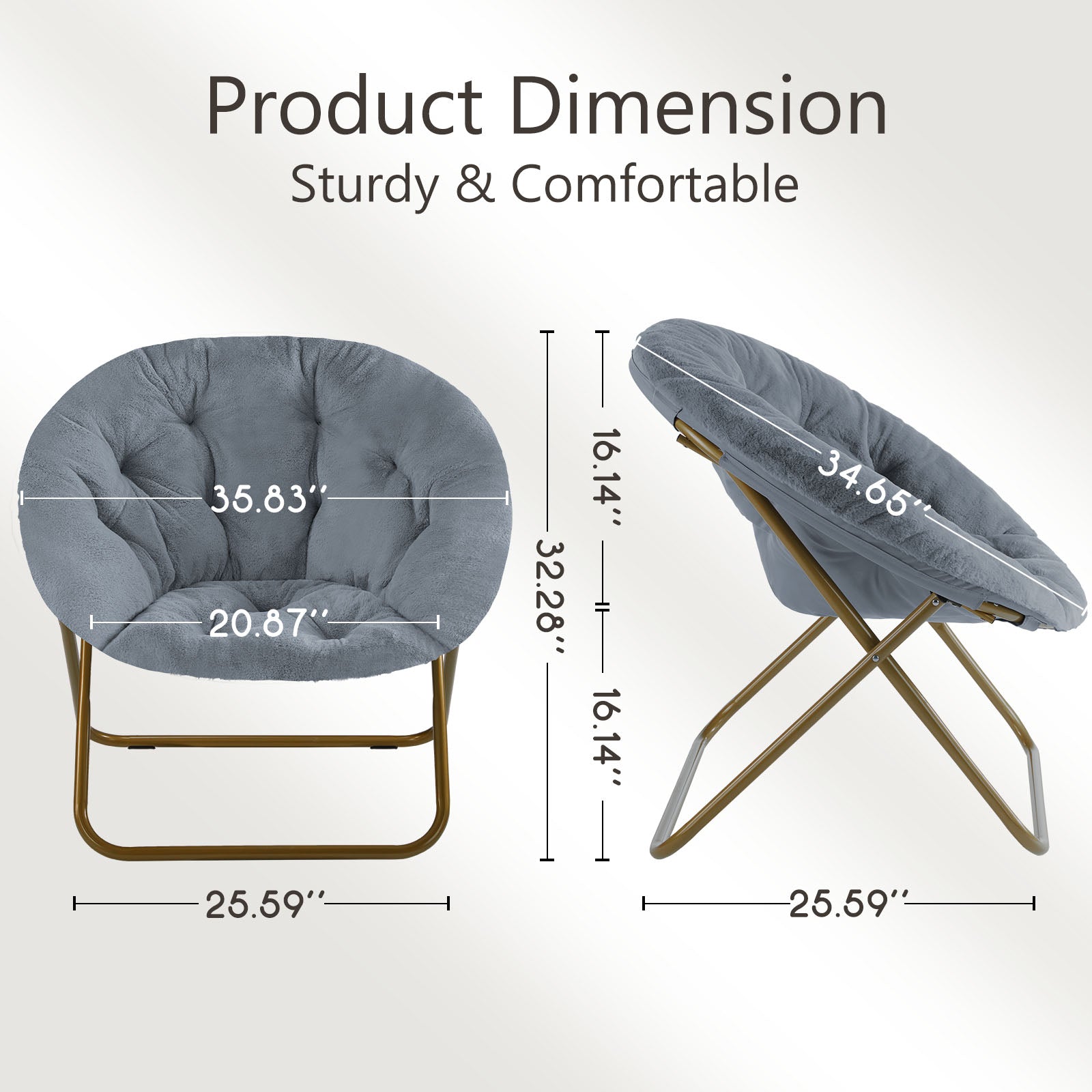 Comfortable Disc Chairs Faux Fur Furniture Bedroom Living Room  Size White
