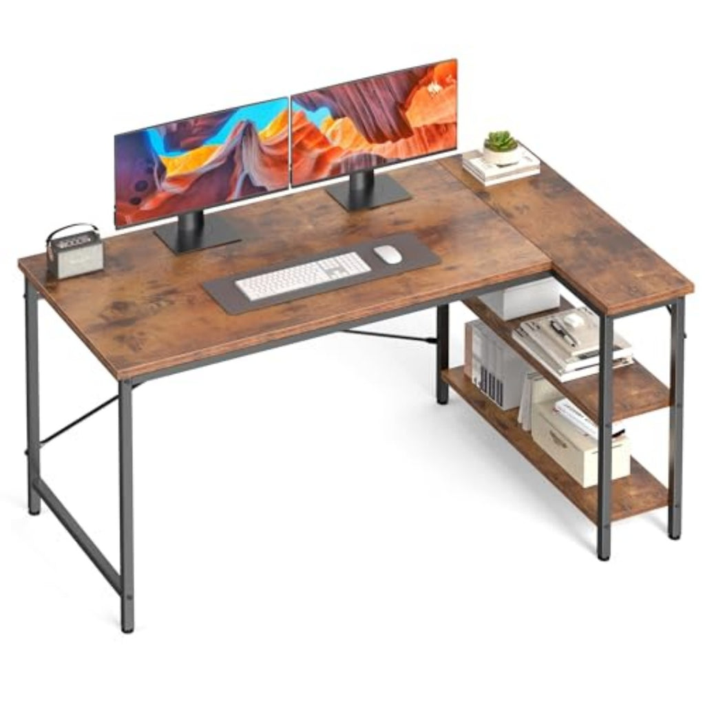 L-shaped Office Desk, 39-inch Computer Desk, Writing Work Desk With Reversible Storage Rack