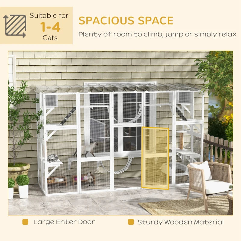 Cat Window Box , Large Catio With Shelves & Bridges, Outside Enclosure For Multiple Cats, Multiple Packages Shipped. Please Pay Attention To The Dimensions And Weight In The Details.