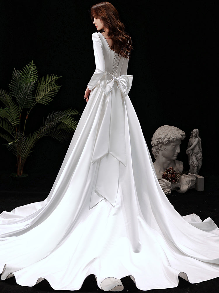 Korean Minimalist Hepburn Style Trailing Dress