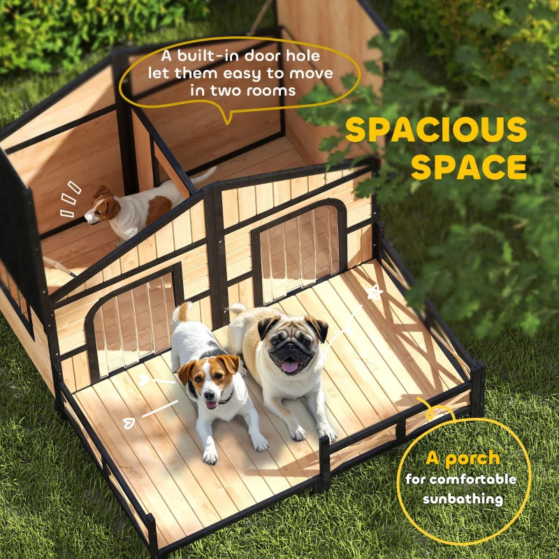 Dog House Outdoor, Wooden Dog Kennel Weatherproof With Porch, Openable Roof, Multiple Packages Shipped. Please Pay Attention To The Dimensions And Weight In The Details.