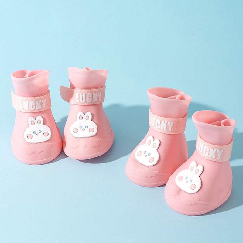 Waterproof Anti-Slip Rubber Rainshoe For Pets,Outdoor Shoe,Ankle Boots,Pet Accessories,Small Medium And Large Dogs And Cats,4PCs