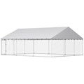 Heavy Duty Outdoor Dog Kennel with Waterproof Roof, 2 Secure Latches, Chain Link Dog Run for Backyard, 20' x 15' x 8'