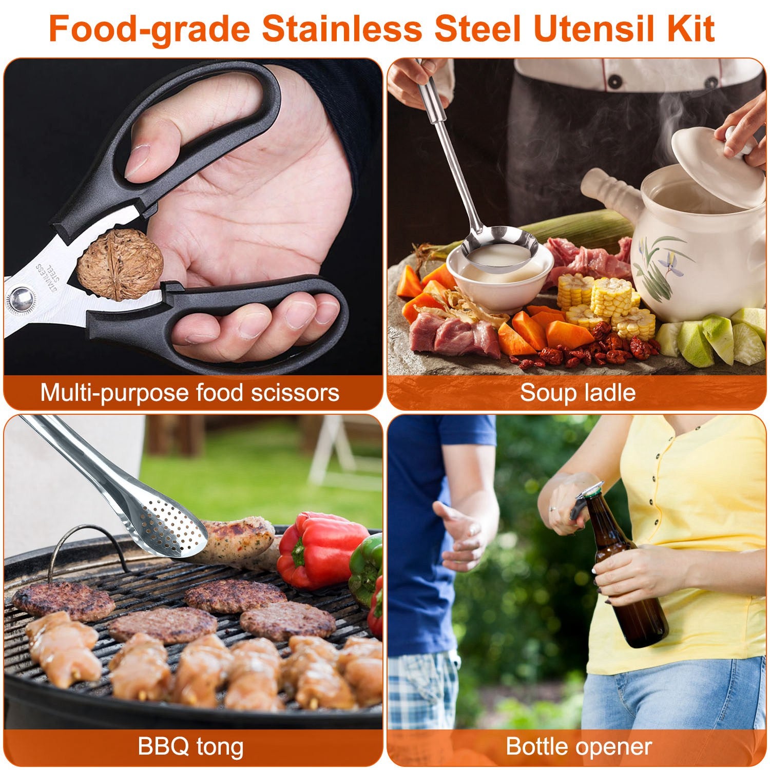 19Pcs Camping Cooking Utensil Kit Portable Picnic Cookware Outdoor Kitchen Equipment Gear Campfire Barbecue Appliances With Storage Bag