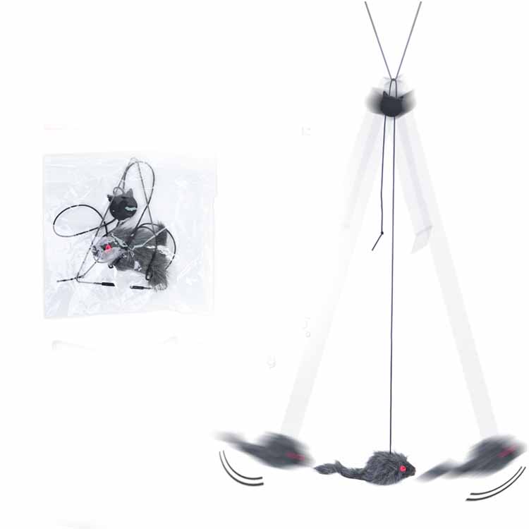Telescopic Door-Hanging Cat Toy with Mouse