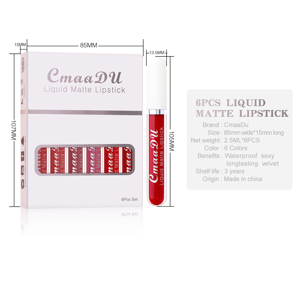 Matte Waterproof Long-Lasting Lipstick (Set of 6)