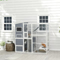 Large Wooden Catio Outdoor, Cat Enclosure W 4 Tier Resting Rooms, 3 Platforms, 1 Soft Ladder, 2 Ramps, 1 Hammock,Multiple Packages Will Be Shipped,Please Pay Attention To The Dimensions And Weight