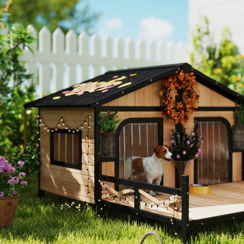 Dog House Outdoor, Wooden Dog Kennel Weatherproof With Porch, Openable Roof, Multiple Packages Shipped. Please Pay Attention To The Dimensions And Weight In The Details.