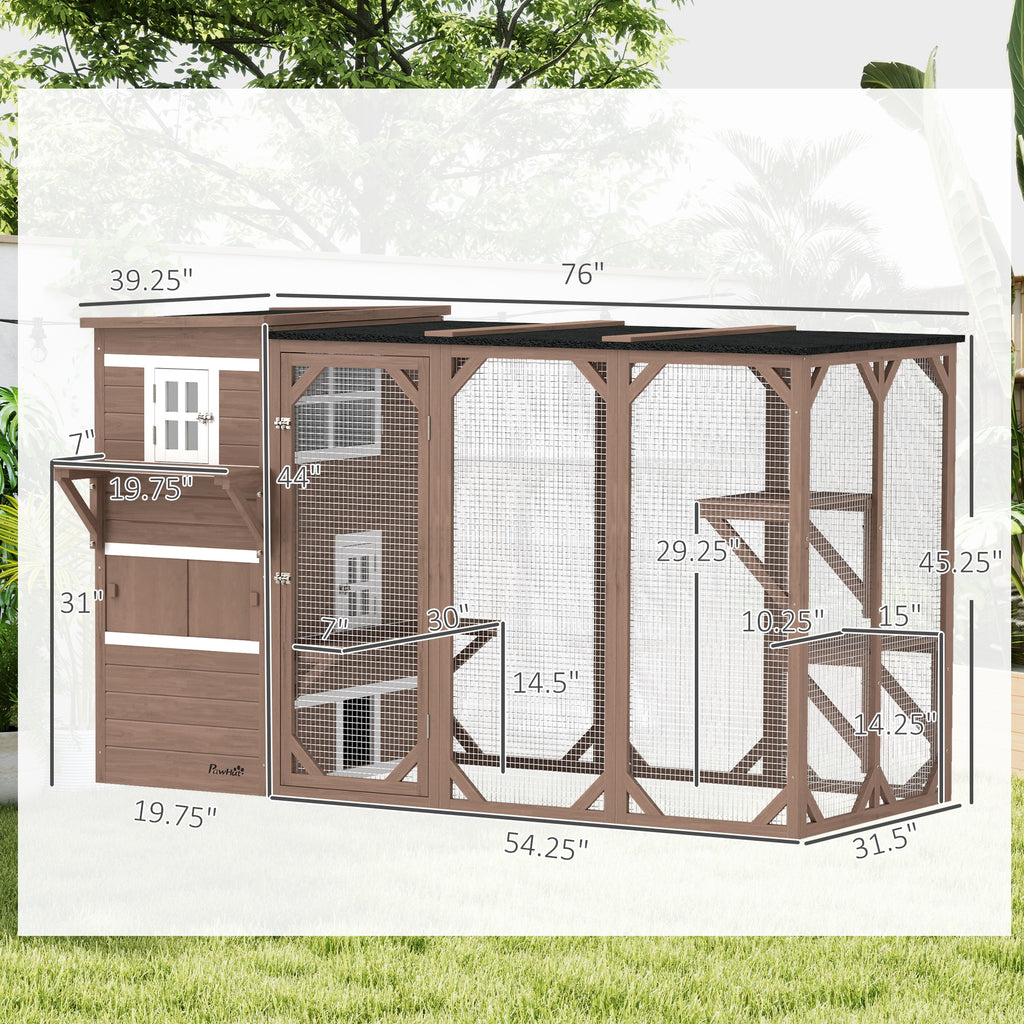 Large Outdoor Cat House for 3 Kitties, Multi-Level Design with Big Hiding Areas 2 Stories & Multiple Platforms Cat Condo