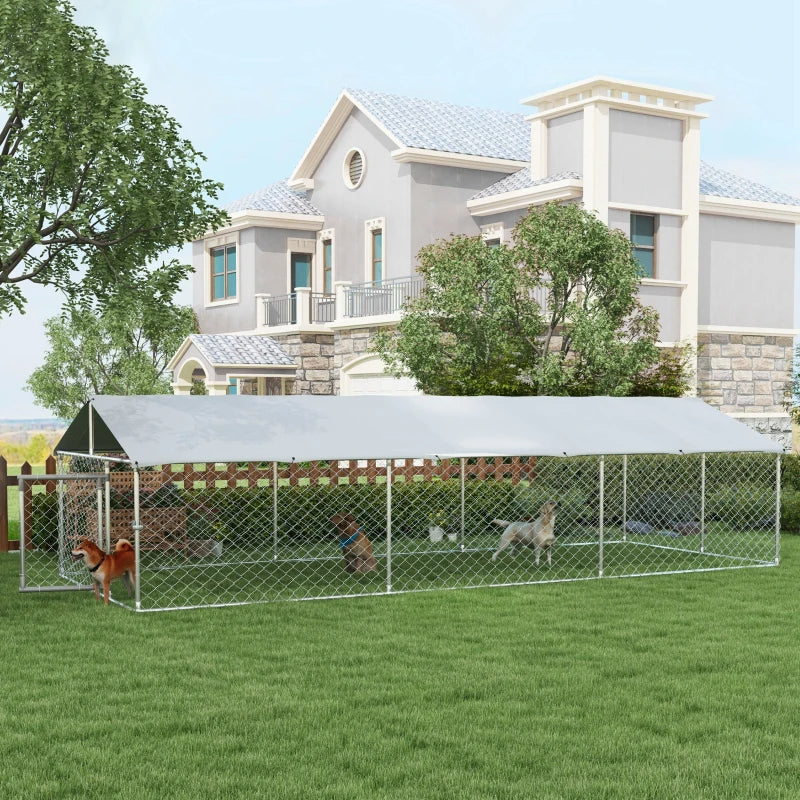 Outdoor Dog Kennel For Large-Sized Dogs With Waterproof UV Resistant Roof, SilverMultiple Packages Shipped. Please Pay Attention To The Dimensions And Weight In The Details.