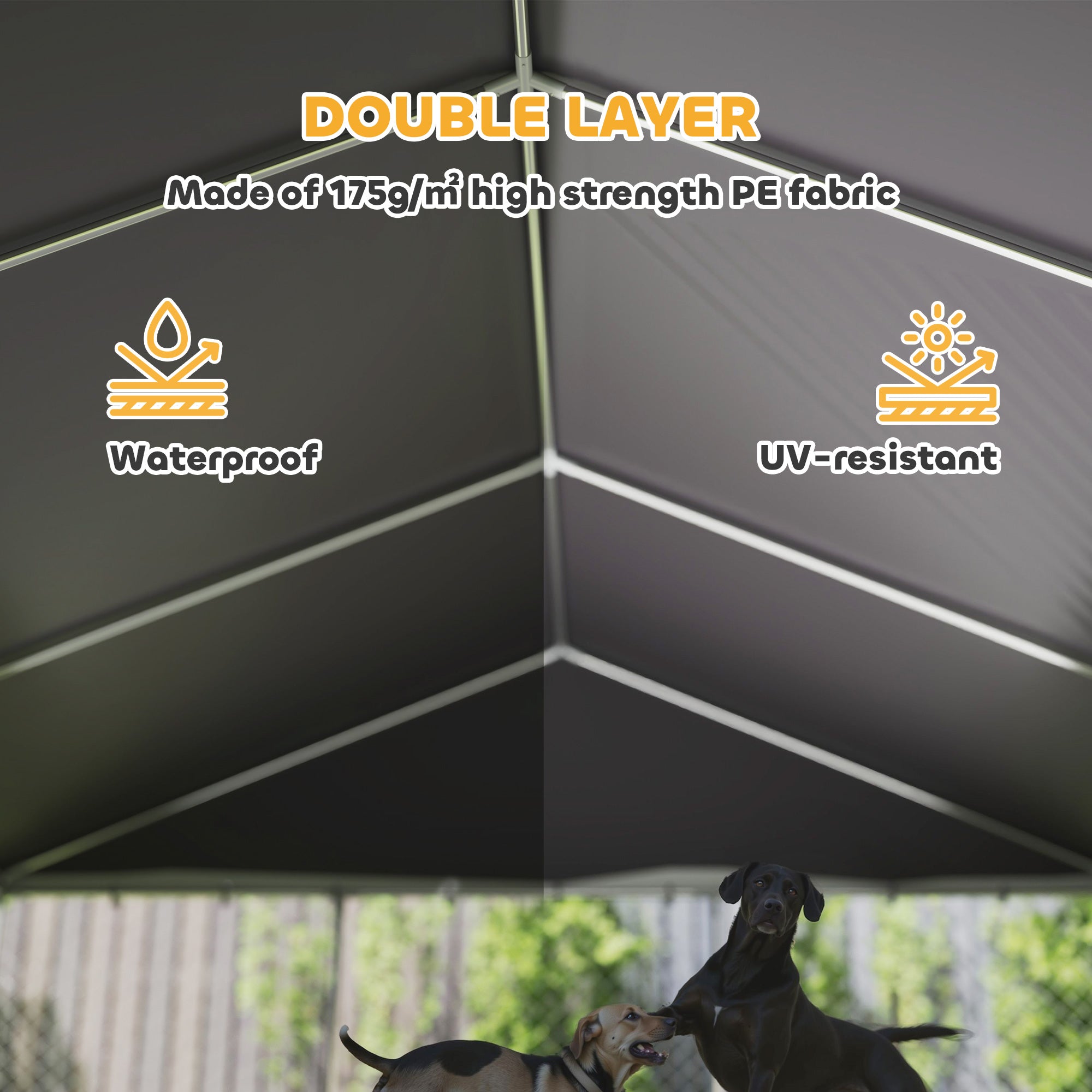 Heavy Duty Outdoor Dog Kennel with Waterproof Roof, 2 Secure Latches, Chain Link Dog Run for Backyard, 20' x 15' x 8'