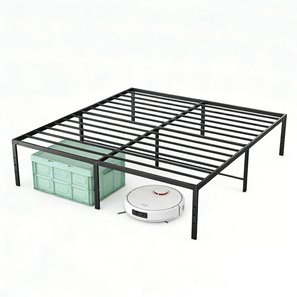 Sturdy And Durable Metal Base Frame, Noiseless Sturdy Steel Crossbars, Under-bed Storage Space, No Need For Box Springs